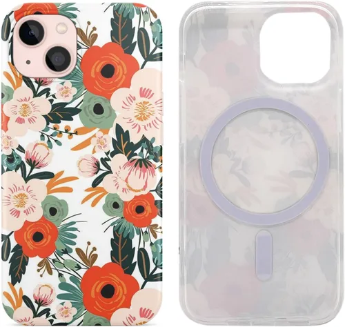 Vista 12 de Funda magnética para iPhone 13 y iPhone 14 de 6.1 pulgadas, compatible con carga MagSafe de poliuretano termoplástico suave, delgada, a prueba