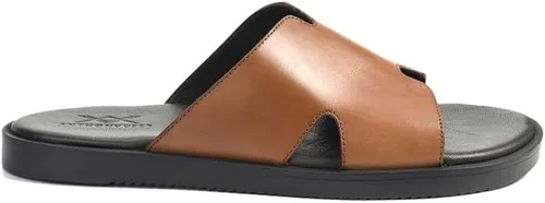 Vista 2 de Marrkesh - Pantuflas cómodas de cuero para hombre Plantilla acolchada y suela de goma duradera
