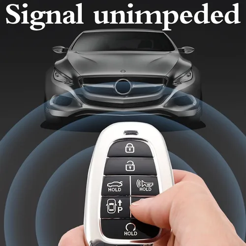 Vista 4 de Funda para llavero Hyundai con llavero de TPU de alta calidad, funda protectora de 360 grados para Hyundai Sonata Santa fe Tucson 2019 2020 2021