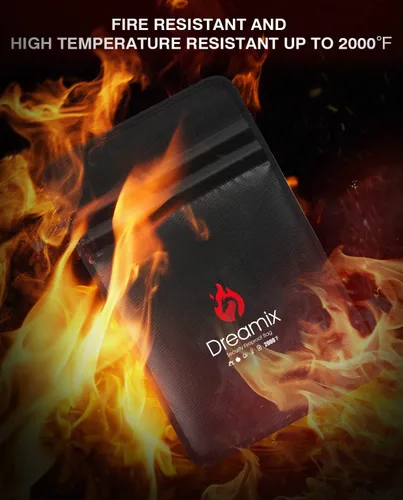 Vista 2 de Dreamix Bolsa de documentos ignífuga e impermeable, almacenamiento seguro, objetos de valor, joyería en efectivo, documentos legales, archivo
