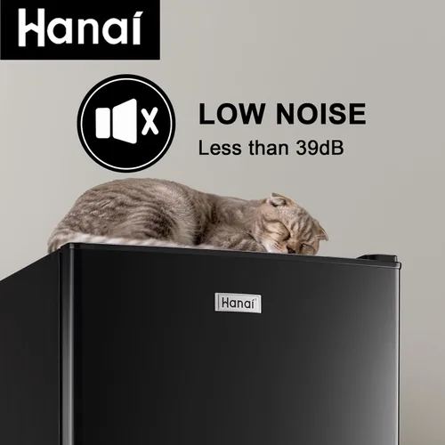 Vista 6 de WANAI Mini refrigerador de 3.2 pies cúbicos de una sola puerta con congelador con control ajustable de 5 temperaturas para el hogar, cocina, Negro