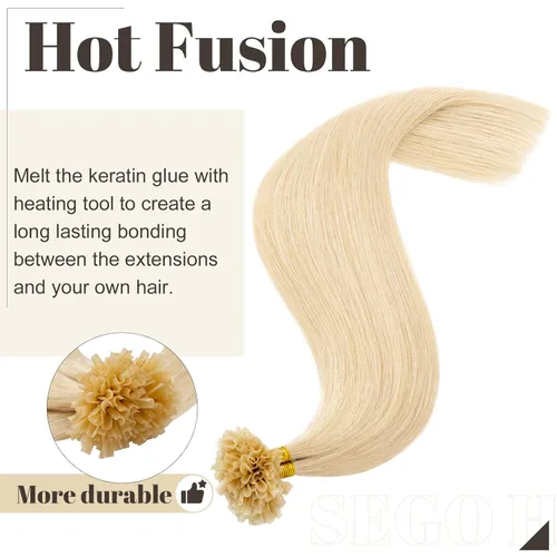 Vista 109 de SEGO Extensiones de cabello humano con micro cuentas, extensiones de cabello humano con micro bucle, lacio, natural, fusión fría, 1.76 oz/paquete
