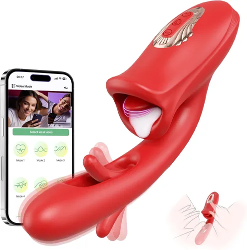 Vista 8 de Vibrador para adultos, juguetes sexuales para mujeres, juguete sexual de rosa-lengua, consolador, vibrador de punto G con 10 lamidas, succión