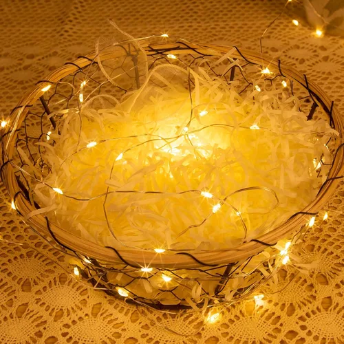 Vista 4 de Luces de Hadas Enchufables, Paquete de 2, 100 Pies, 300 LEDs, Luces de Cadena LED Impermeables, 8 Modos, Luz Parpadeante con Control Remoto