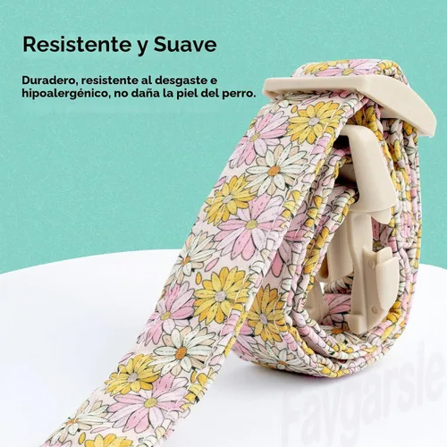 Vista 3 de Faygarsle - Collar floral para perras, diseño de primavera de verano rosa y amarillo, para perros pequeños, medianos y grandes, XS Flor Amarilla