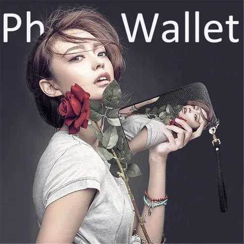 Vista 4 de Personality - Cartera de cuero para mujer, bolso de mano, tarjeteros, billeteras personalizadas, fotos, carteras para imprimir cualquier foto, Negro