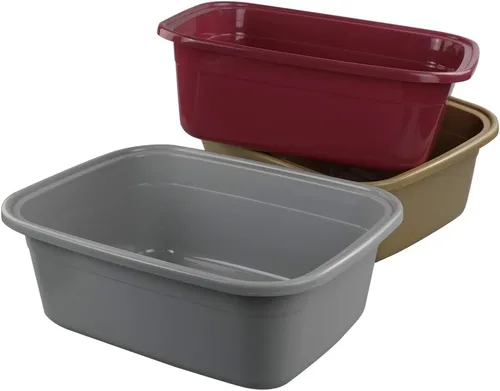 Vista 6 de Lavabo de 18 cuartos de galón, tinas grandes, 3 paquetes (rojo oscuro, gris, caqui)