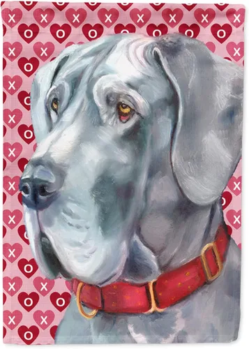 Vista 174 de Caroline's Treasures SS4484GF Bandera de jardín con diseño de bulldog inglés y corazones para el Día de San Valentín, bandera decorativa para patio