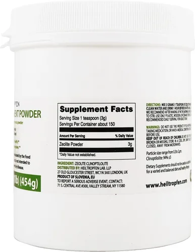 Vista 2 de Heiltropfen Polvo de zeolita Suplemento dietético 3 veces activado 1 lb - 454 g Desintoxicación Clinoptilolita 94%+-3 Polvo mineral