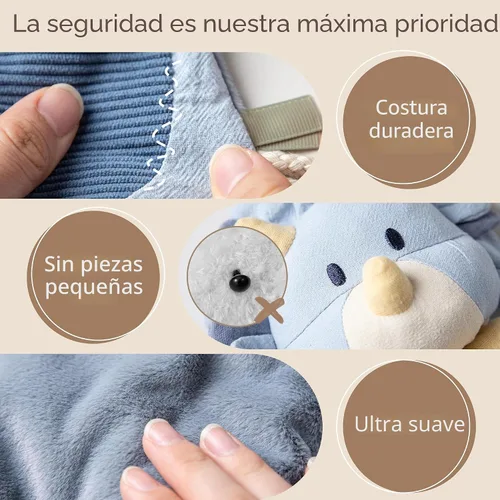 Vista 7 de Moonkie Baby Lovey con mordedor de silicona, manta de seguridad de dinosaurio con cintas texturizadas, juguetes arrugados, terciopelo Minky suave