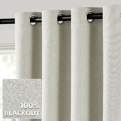 Vista 61 de ChrisDowa Cortinas 100% Opacas de Abedul Sólido de 45 Pulgadas de Largo, 2 Paneles para Dormitorio y Sala de Estar, Estilo Granja Oscurecedoras