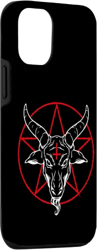 Vista 3 de iPhone 12/12 Pro Baphomet cabra - Estuche Satánico Pentagrama