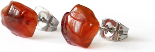 Vista 18 de Pendientes de botón de cristal de piedra natal para mujer y hombre - Plata esterlina