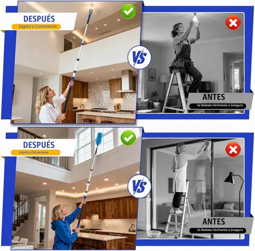 Vista 3 de Kit de cambiador de bombillas de 20 pies para techos altos con poste de Azul
