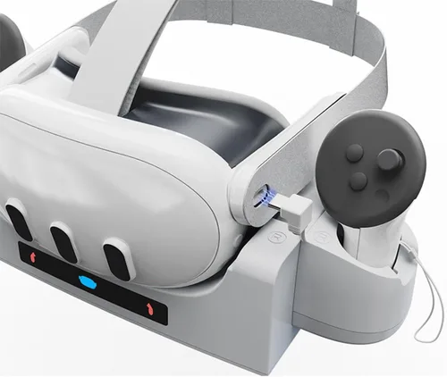 Vista 3 de ZLiT for Oculus Quest 3 Charging Dock,Portable Charging Dock Station Stand Base for Oculus Quest 3 VR Headset Glasses Controller (White)