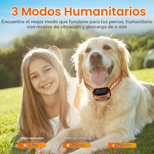 Vista 2 de ROJECO Collar de entrenamiento para perros con control remoto de 3300 pies Naranja