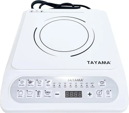 Vista 2 de TAYAMA Placa de inducción blanca de 1500 vatios con 8 ajustes