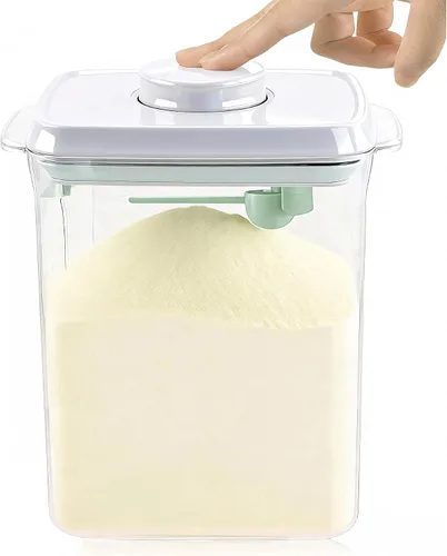 Vista 8 de Contenedor de fórmula para bebé dispensador de fórmula con raspador y cuchara, un botón, práctico contenedor de leche en polvo de 25.75 oz, sin BPA