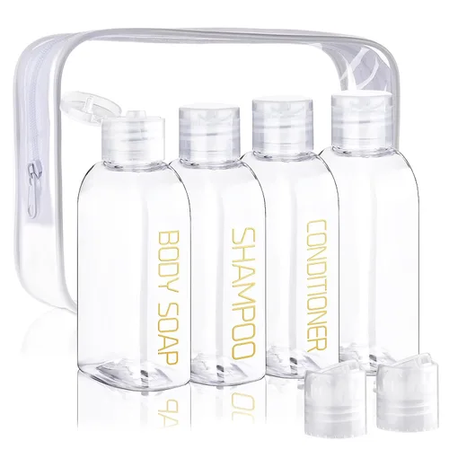 Vista 7 de Cosywell Kit de viaje de botellas exprimibles a prueba de fugas – 4 piezas de 3.4 onzas aprobadas por la TSA para champú, acondicionador y artículos