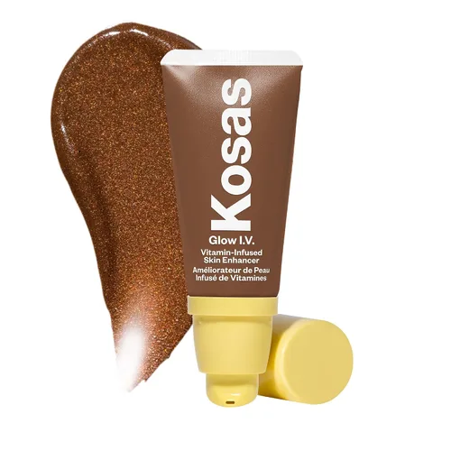 Vista 10 de Kosas Glow I.V. Potenciador iluminador de la piel – Resaltador líquido con infusión de vitaminas, base de brillo hidratante, iluminador facial