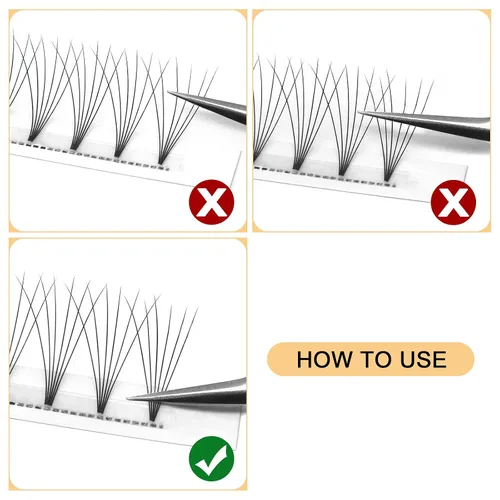 Vista 20 de QUEWEL Extensiones de Pestañas Prehechas en Ventilador, Extensiones de Pestañas Prehechas 3D de 0.07mm de Grosor, Rizado C, 8mm de Volumen
