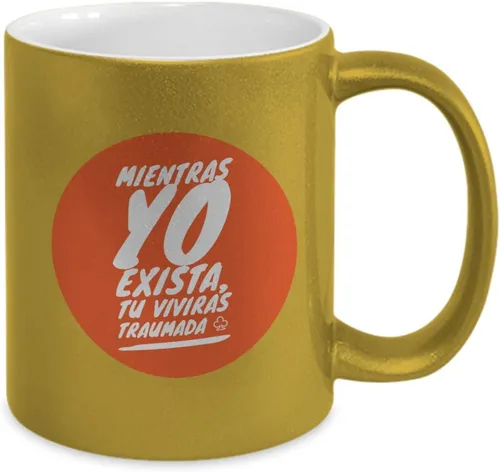 Vista 2 de Taza de Cafe Yo Vaso, taza café divertidas, tazas personalizadas, taza de café inspiradoras, taza con mensajes positivos., 11onza, Dorado
