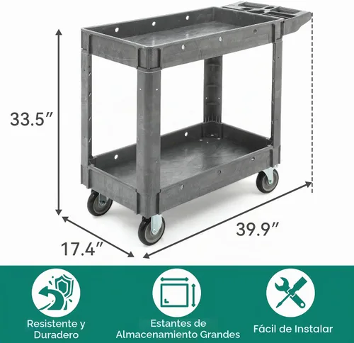 Vista 3 de YITAHOME - Carrito utilitario gris sobre ruedas, capacidad de 550 libras, 40 x 17 pulgadas