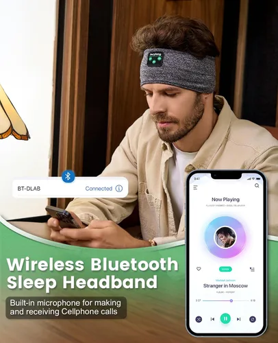 Vista 7 de Perytong: Diadema para dormir - Auriculares Bluetooth para dormir para durmientes de lado - Auriculares para dormir, diadema cómoda con micrófono