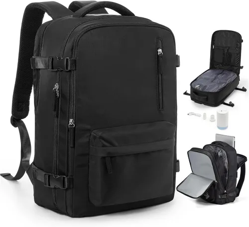 Vista 22 de Mochila de viaje grande al vacío con bomba,Mochilas para laptop para mujeres y hombres,Mochila de transporte,Bolsa de viaje para artículos Beige