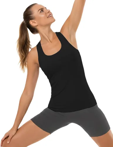 Vista 128 de MathCat Camisetas de entrenamiento para mujer, sin costuras, básicas, sin mangas, con espalda cruzada, atlética, yoga, correr, uso diario
