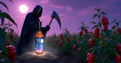 Vista 7 de Carolina Reaper Hot Salsa Wicked Reaper con 6 Chili Peppers World 's Hottest Peppers