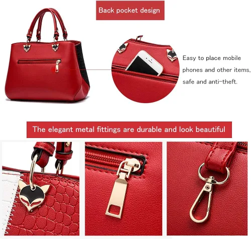 Vista 5 de Bolsos de mano para mujer, bolsos de mano de piel sintética para mujer