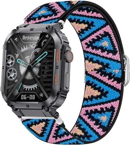 Vista 10 de Lamshaw Correa de reloj de 0.866 pulgadas, correa de repuesto ajustable de nailon elástico elástico compatible con reloj inteligente KACLUT/EIGIIS