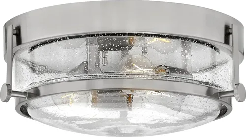 Vista 9 de Hinkley Harper 3640CM-CS - Lámpara de techo pequeña empotrada, diseño retro, anillo de metal prominente, pomos decorativos, cromo + vidrio semillero