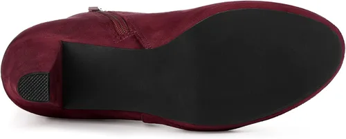 Vista 6 de Allegra K Botines de tacón alto grueso con hebilla lateral y plataforma baja para mujer