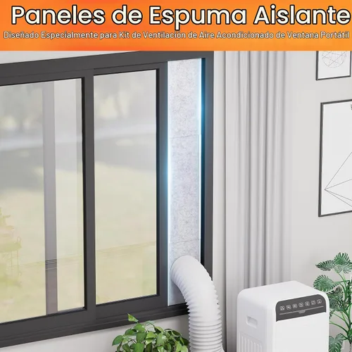 Vista 9 de GCGOODS Paneles de espuma aislados para aire acondicionado portátil, kit de ventilación de ventana, paneles laterales de aislamiento para ventanas