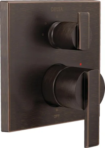 Vista 7 de DELTA FAUCET T24867-CZ - Monitor moderno angular serie 14, válvula de ducha integrada de 3 ajustes con desviador, Champagne Bronz Bronce champán