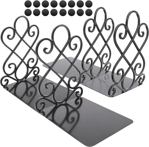 Vista 8 de Anwenk Sujetalibros vintage con almohadillas de fieltro, soporte resistente de 2.2 libras, base larga, soporte para libros de arte de lujo
