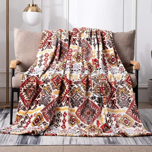 Vista 5 de DaDa Bedding - Manta de forro polar de visón bohemio del suroeste, ligera, acogedora, de granja, azteca, habana, geométrica, abstracta, suave