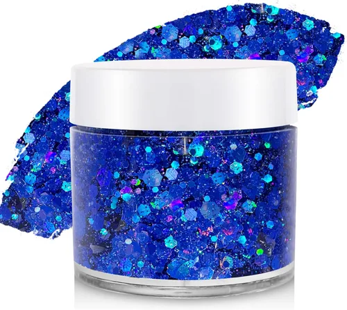 Vista 18 de Gel de purpurina blanca para la cara, purpurina corporal de sirena, festival, rave, carnaval, Halloween, cabello, lentejuelas para el cabello