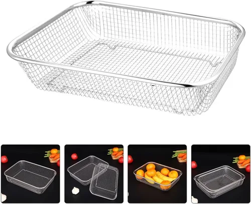 Vista 4 de BESTonZON Escurridor de mesa cuadrada Rectangular Alimentos para el hogar multifunción La bandeja de enjuague Servidor de acero Verduras Cuenca