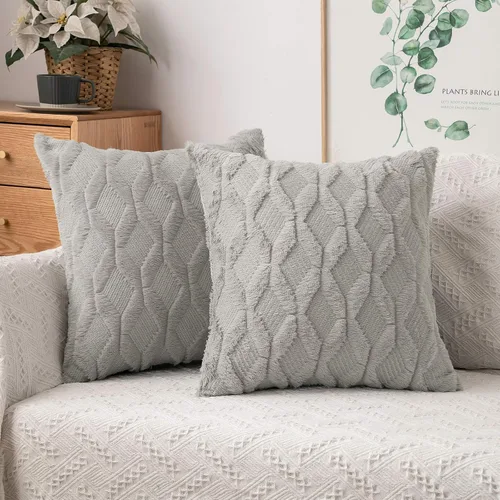 Vista 30 de MIULEE juego de 2 fundas de almohada de lana sintética, bordadas, para sillón, sofá, dormitorio, auto, fundas decorativas
