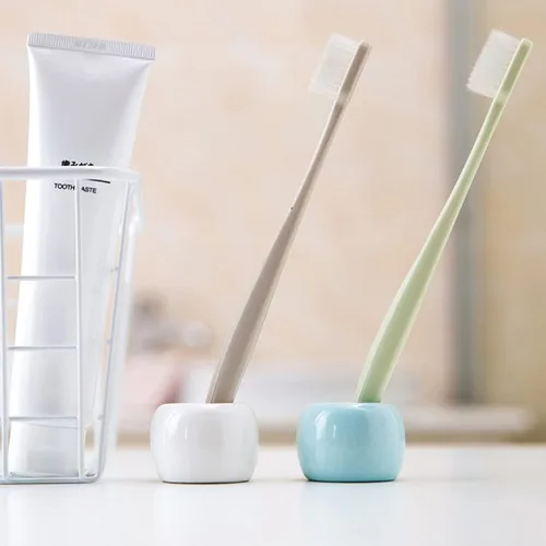 Vista 5 de 4 unids Mini Cerámica Cepillo de Dientes Portátiles Accesorios de Baño Organizador Pareja Blanco/Azul/Gris/Rosa Baño Cepillo de Dientes Soporte
