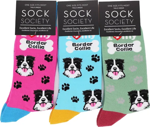 Vista 9 de Sock Society I Love Dogs - Calcetines divertidos unisex para hombres y mujeres diseño casual paquete de 3