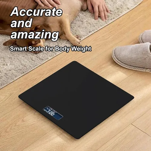 Vista 8 de Báscula inteligente para peso corporal, báscula de baño digital con indicación de temperatura, diseño de esquina, báscula de peso corporal altamente