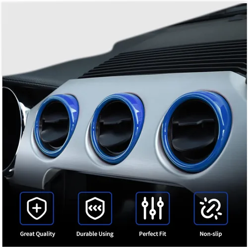 Vista 4 de RT-TCZ Anillo de cubierta de ventilación de salida de aire acondicionado para consola central, accesorios interiores para Ford Mustang 2015-2022, 3