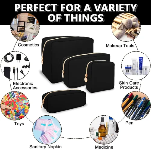 Vista 5 de UIXIZQ Bolsa de Maquillaje Pequeña Impermeable para Bolso, Bolsa de Almacenamiento de Artículos de Tocador de Viaje de Nylon, Bonita Bolsa