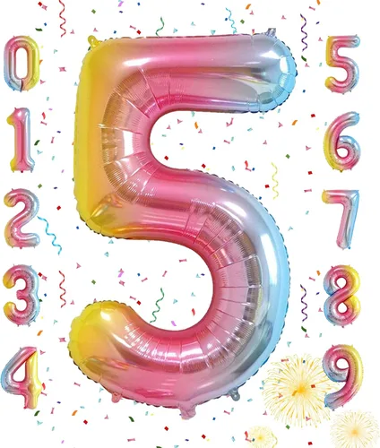Vista 196 de Globos grandes de 40 pulgadas de números del 0 al 9, globos numéricos para decoración de fiesta de cumpleaños, globos de helio de aluminio