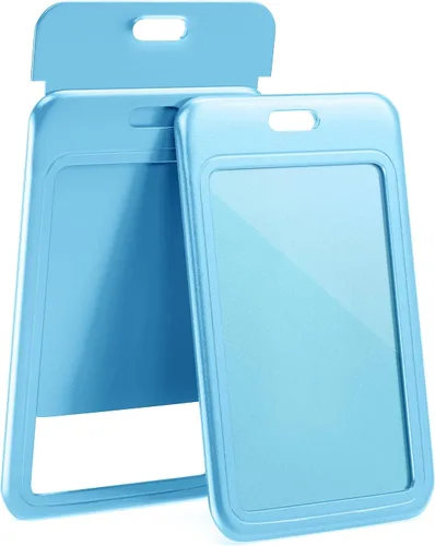 Vista 20 de JINEASY ID Paquete de 2 portadores de credenciales de plástico duro verticales para tarjetas de trabajo y tarjetas de acceso, uso intensivo, negro