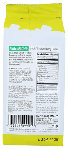 Vista 2 de Seitenbacher Cereal de desayuno Muesli Natural Body Power, 16 onzas Cereal Muesli natural - Desayuno rápido y fácil